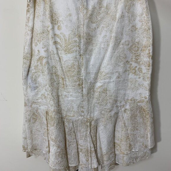 Ralph Lauren Black Label Gold Paisley Ruffle Skirt Size 2 - Picture 2 of 4